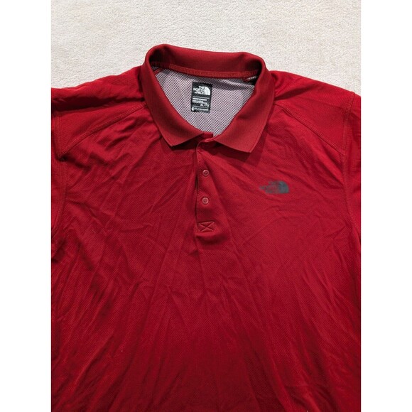 North Face Shirt Men’s Flash Dry Short Sleeve Collared Polo Text Buttons Red XL - Picture 6 of 13